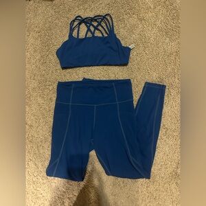 Athleta Navy Sports Bra and Leggings